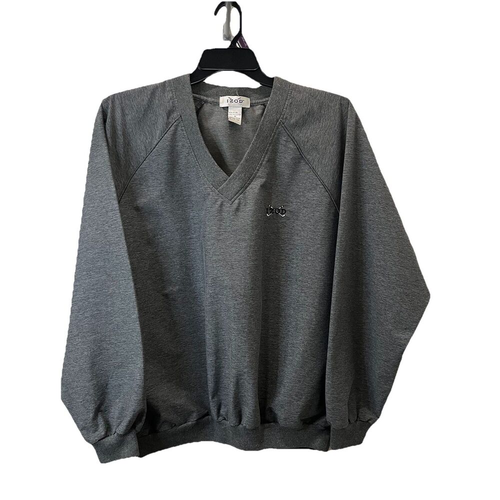 Izod Golf Golfwear Gray V Neck Pullover Windbreaker Jacket Performance Mens Sz M